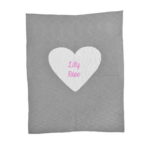 Personalized Heart Blanket - Grey Chunky