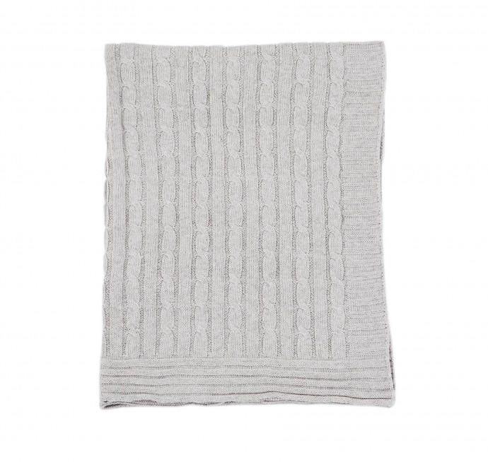 Aurora Cable Knit Blanket | Grey/Cream main image 1