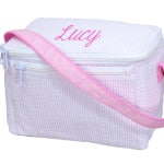 Personalized Lunch Box Pink Seersucker