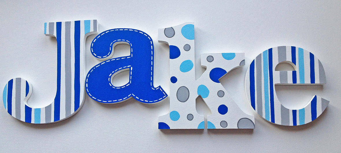 Grey & Blue Wooden Letters