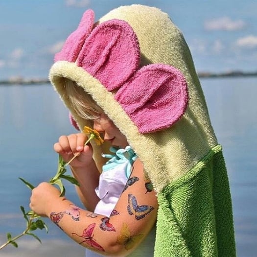 Personalized Hooded Towel for Kids - Flower