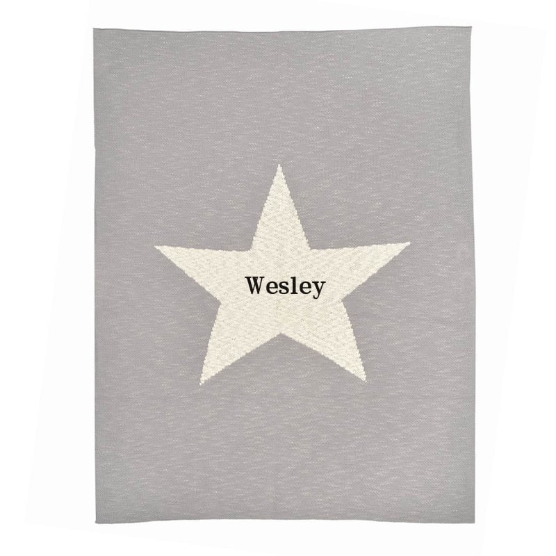 grey chunky star personalized blanket