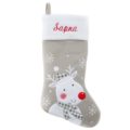 Personalized Christmas Stocking - Grey Reindeer