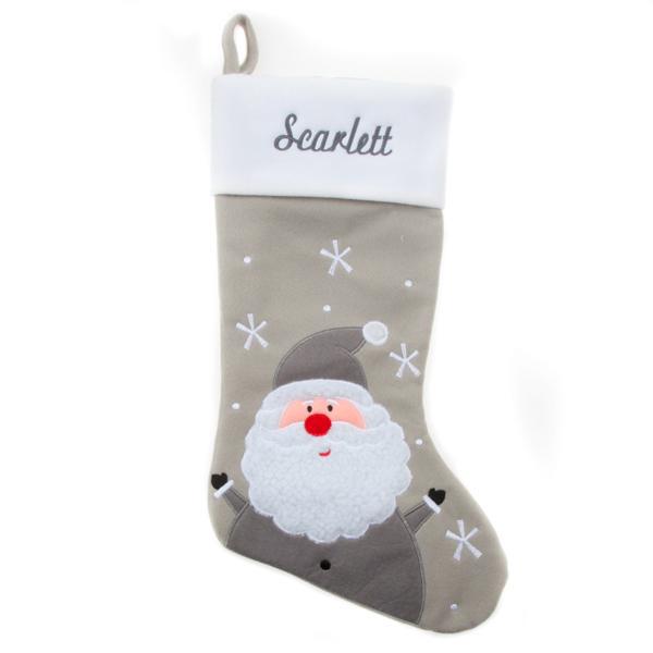 Personalized Christmas Stocking - Grey Santa