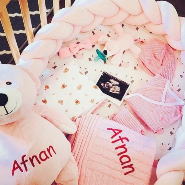 Personalized Blanket & Bear Set in Hot Pink