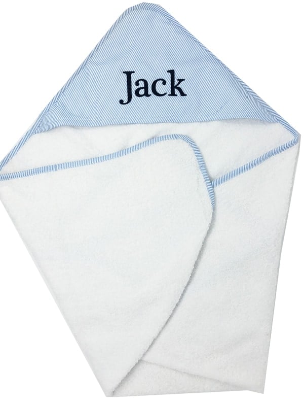 Personalized Hooded Towel - Blue Pin Stripe