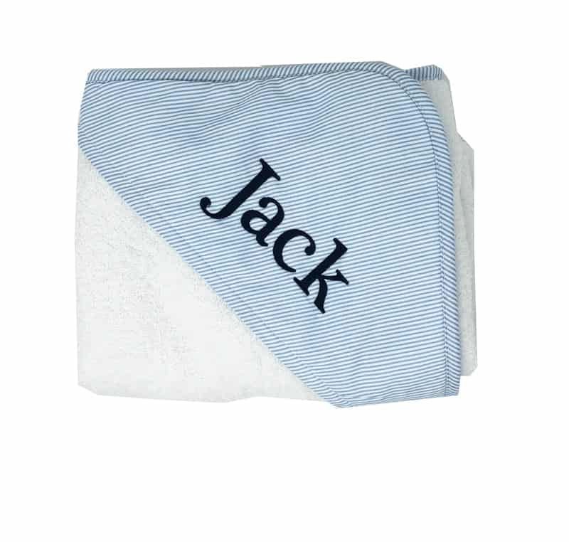 Personalized Hooded Towel - Blue Pin Stripe