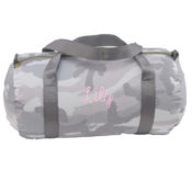 Personalized Duffel - Grey Camo (in baby pink)