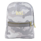 Kids Personalized Backpack - Grey Camo (shown in gold)