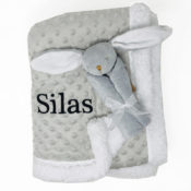 Personalized Baby Blanket & Lovey - Grey