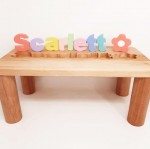 Personalized Wooden Name Puzzle Bench - Pretty Pastels