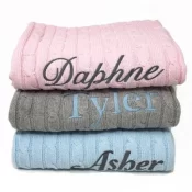 Personalized Baby Cable Knit Blankets