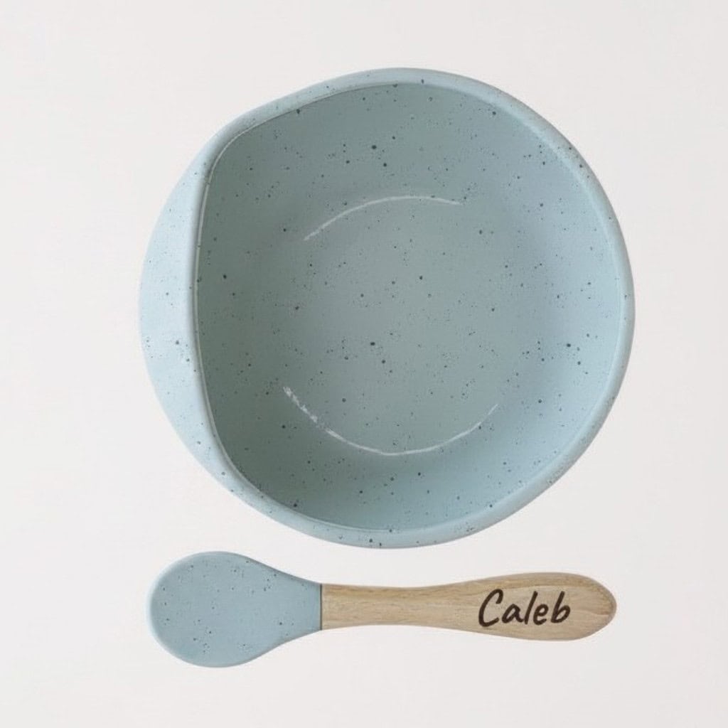 Personalized Baby Mealtime 2 Piece Set - Seafoam Blue