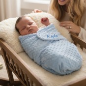 Personalized Light Blue Popcorn Swaddle Blanket Bag