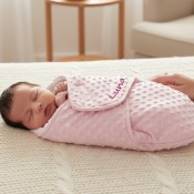 Personalized Light Pink Popcorn Swaddle Blanket Bag