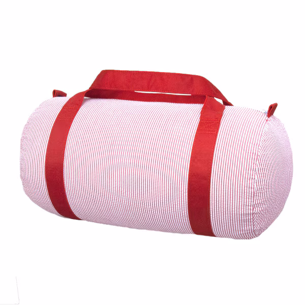 Red Seersucker Personalized Duffel Bag - Image 2