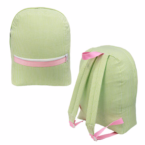 Sweetpea Seersucker Toddler Personalized Backpack - Image 3