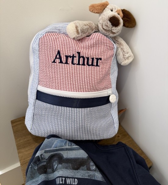 Picnic Seersucker Toddler Personalized Backpack - Image 4