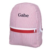 Red Seersucker Toddler Personalized Backpack