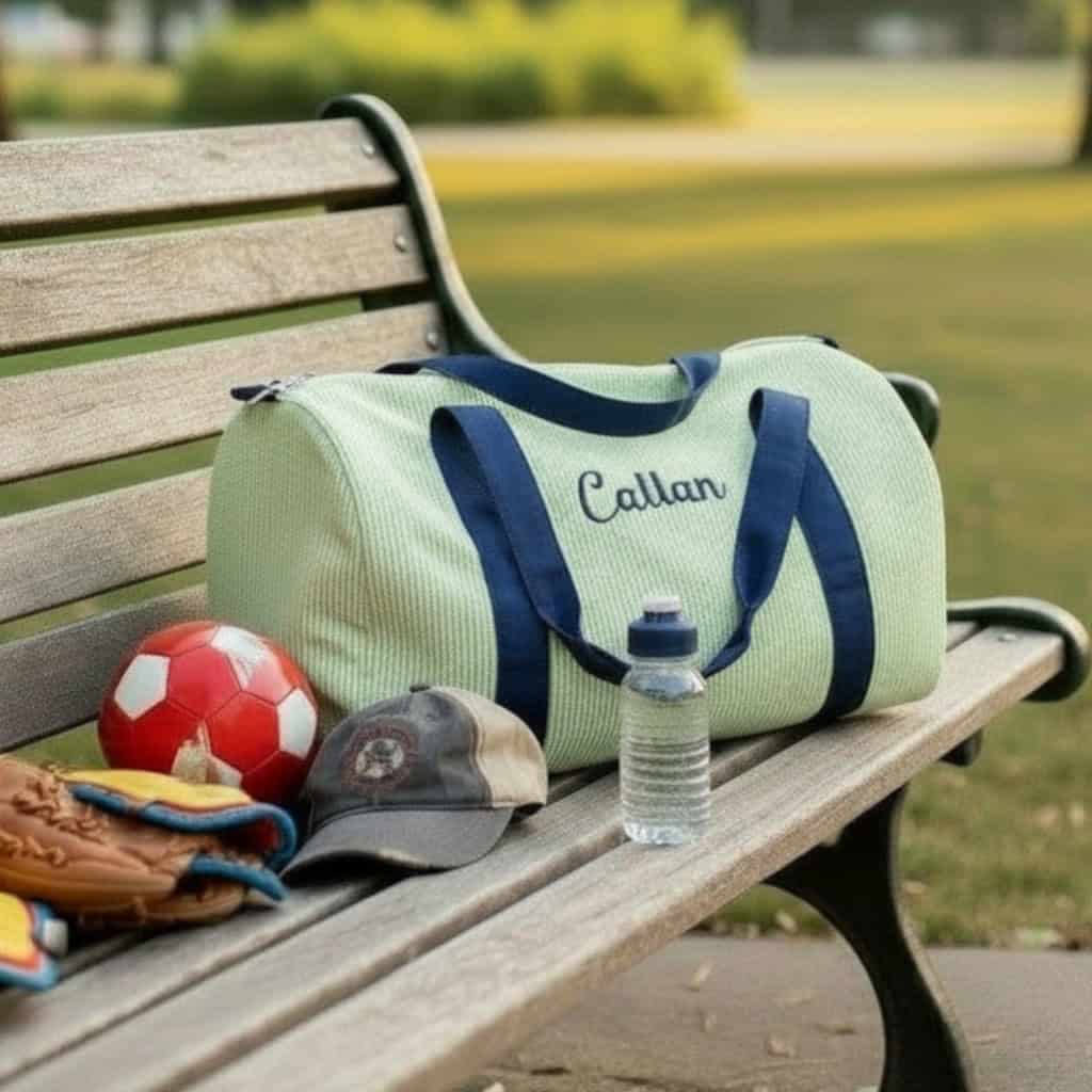 Grasshopper Seersucker Personalized Duffel Bag - Image 4