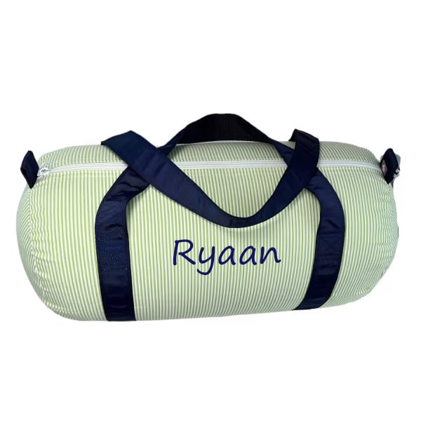 Grasshopper Seersucker Personalized Duffel Bag