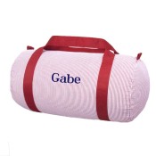 Red Seersucker Personalized Duffel Bag