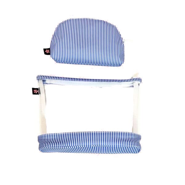Wipeable Blue Stripe Jet-Set Bags - Image 3