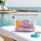Wipeable Pink Stripe Jet-Set Bags