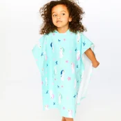 Kids Hooded Poncho Towel - Blue Seahorse