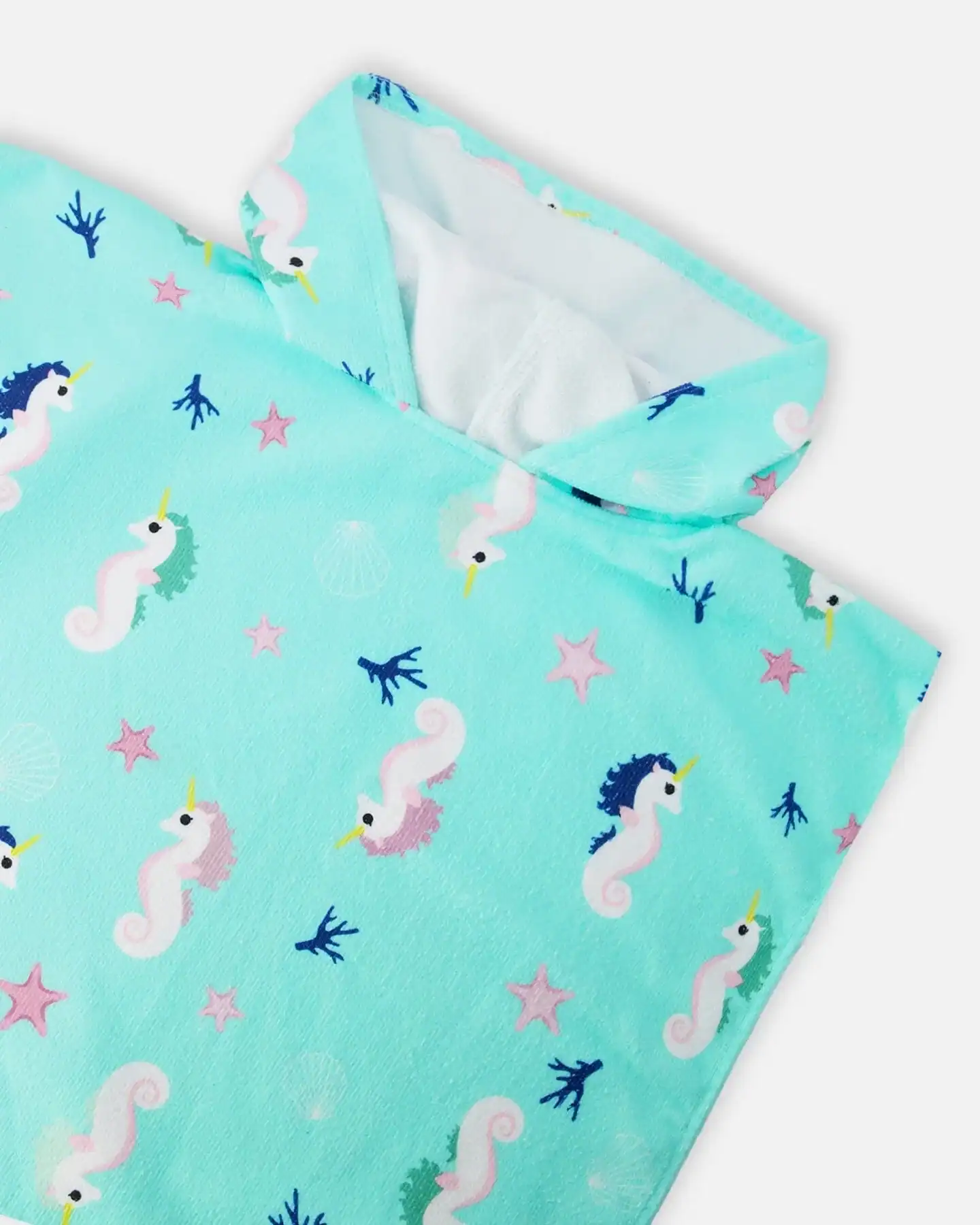 Kids Hooded Poncho Towel - Blue Seahorse - Image 4