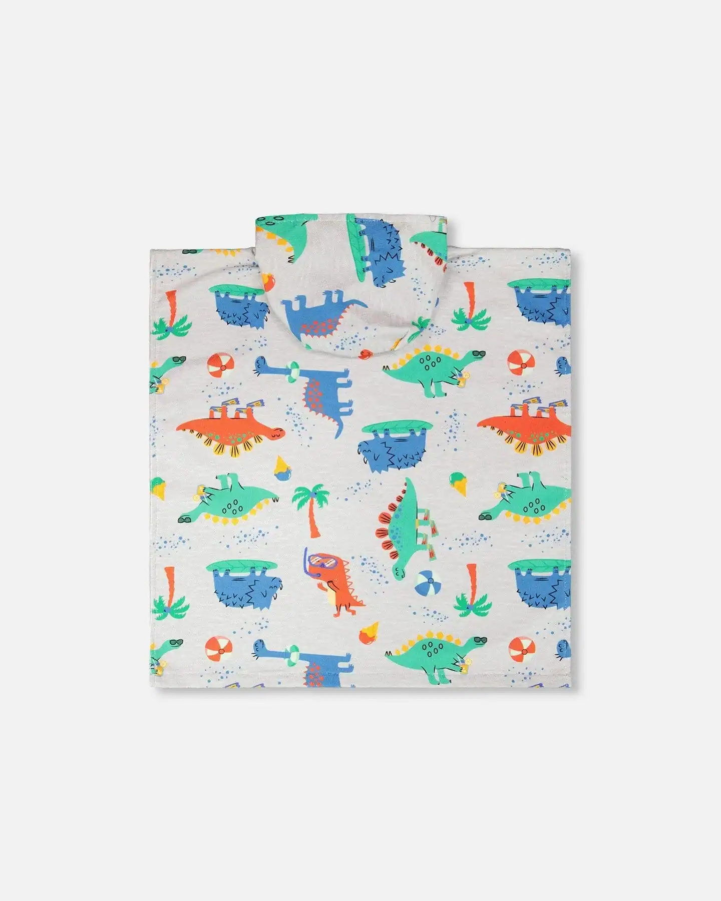 Kids Hooded Poncho Towel - Grey Dinosaur - Image 4