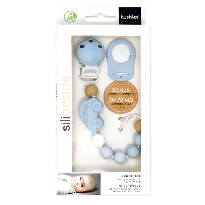 Silicone Pacifier Clips: Blue Car
