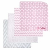 Personalized Cotton Flannel Receiving Blankets - 4 Pack