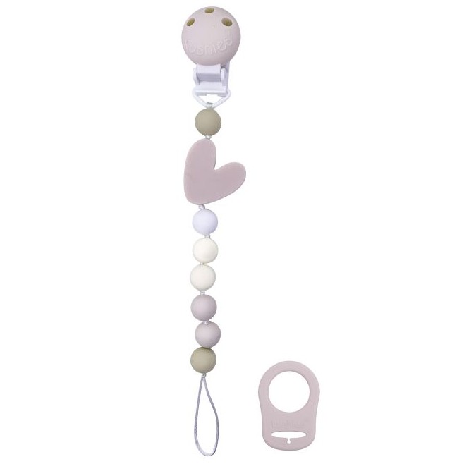 Silicone Pacifier Clips: Pink Heart - Image 2