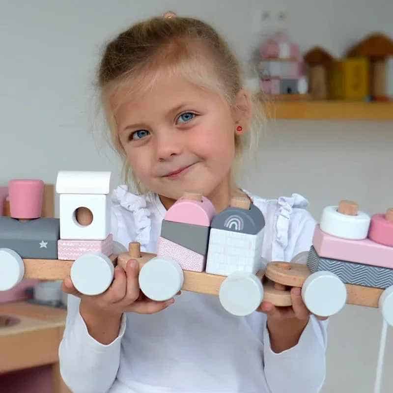 Personalized Pink Stacking Train - Image 3
