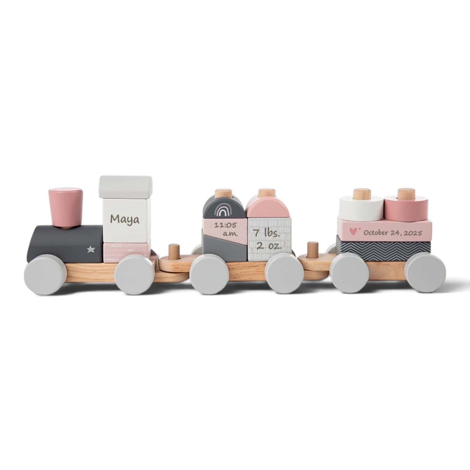 Personalized Pink Stacking Train - Image 2
