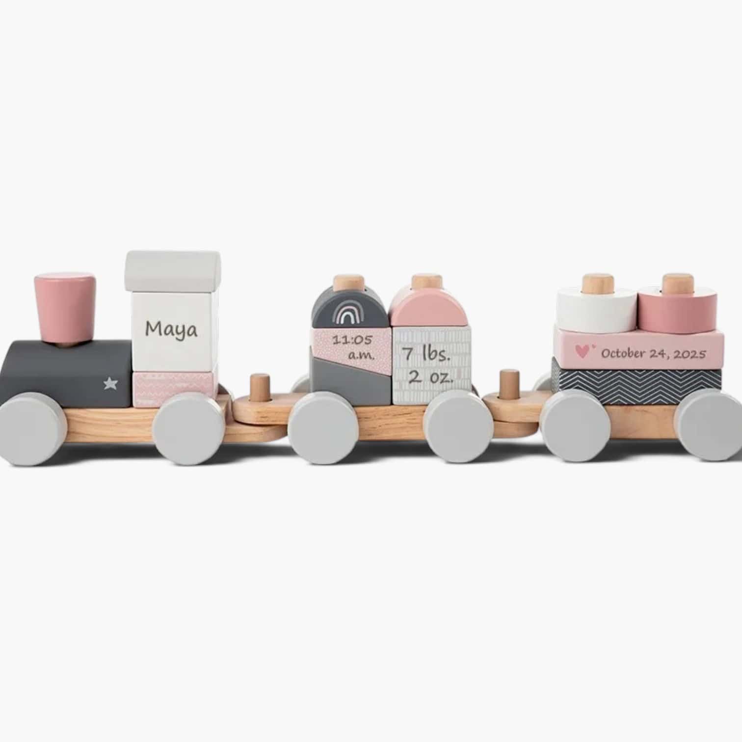Personalized Pink Stacking Train