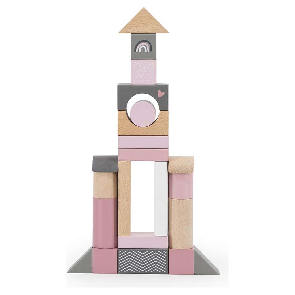 Personalized 50 Piece Pink Wooden Block Set - Image 4