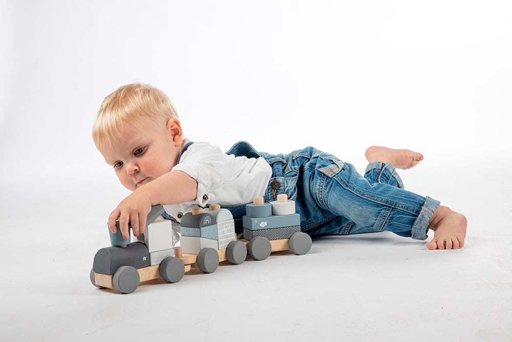 Personalized Blue Stacking Train - Image 3