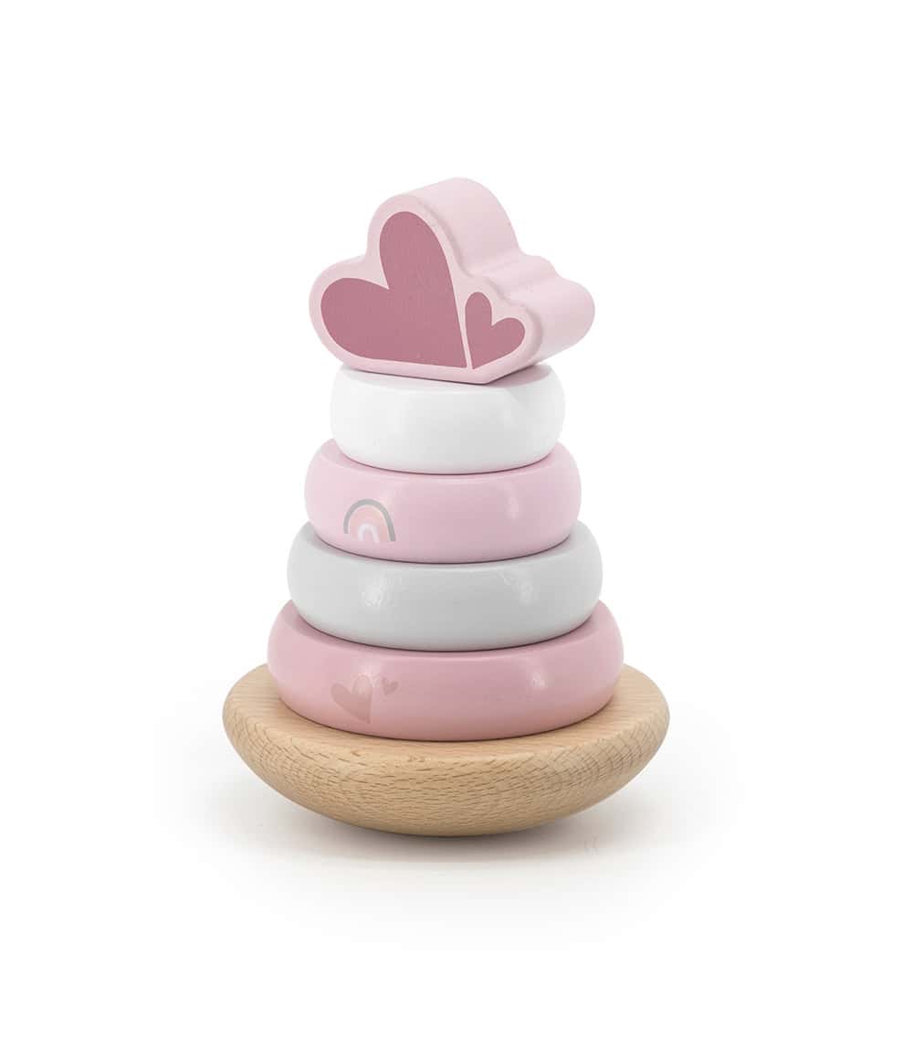 Personalized Pink Wooden Stacking Rings - Image 2