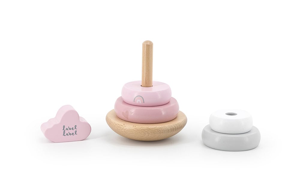 Personalized Pink Wooden Stacking Rings - Image 3