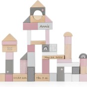Personalized 50 Piece Pink Wooden Block Set