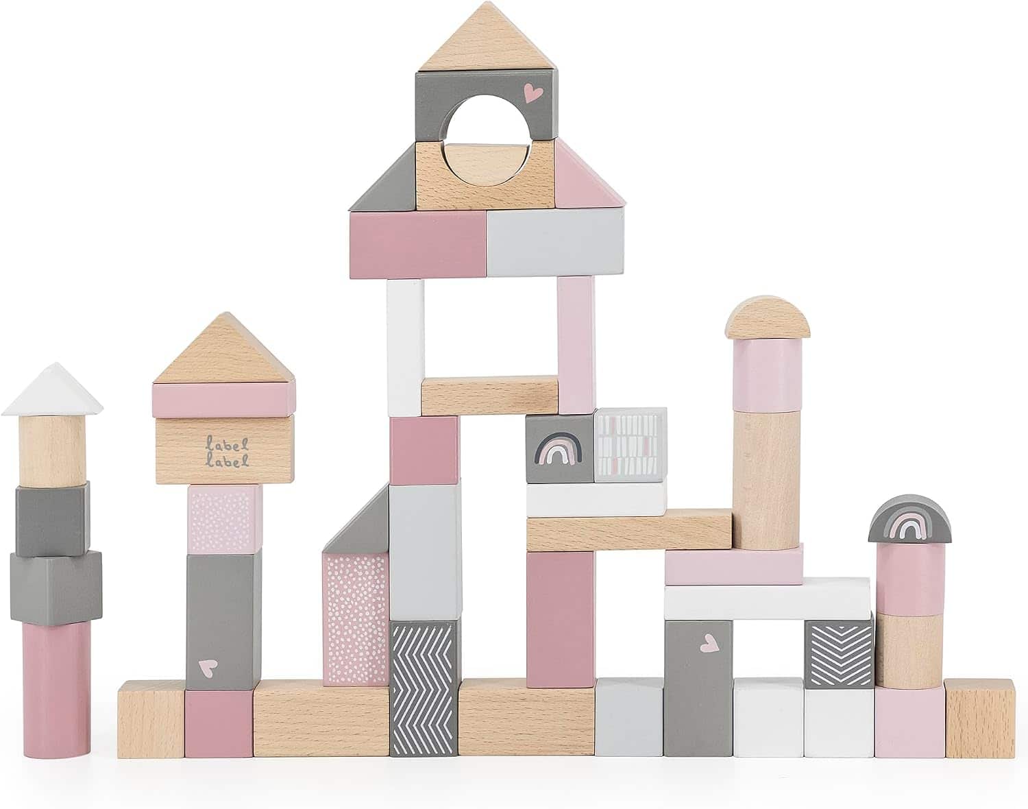 Personalized 50 Piece Pink Wooden Block Set - Image 2