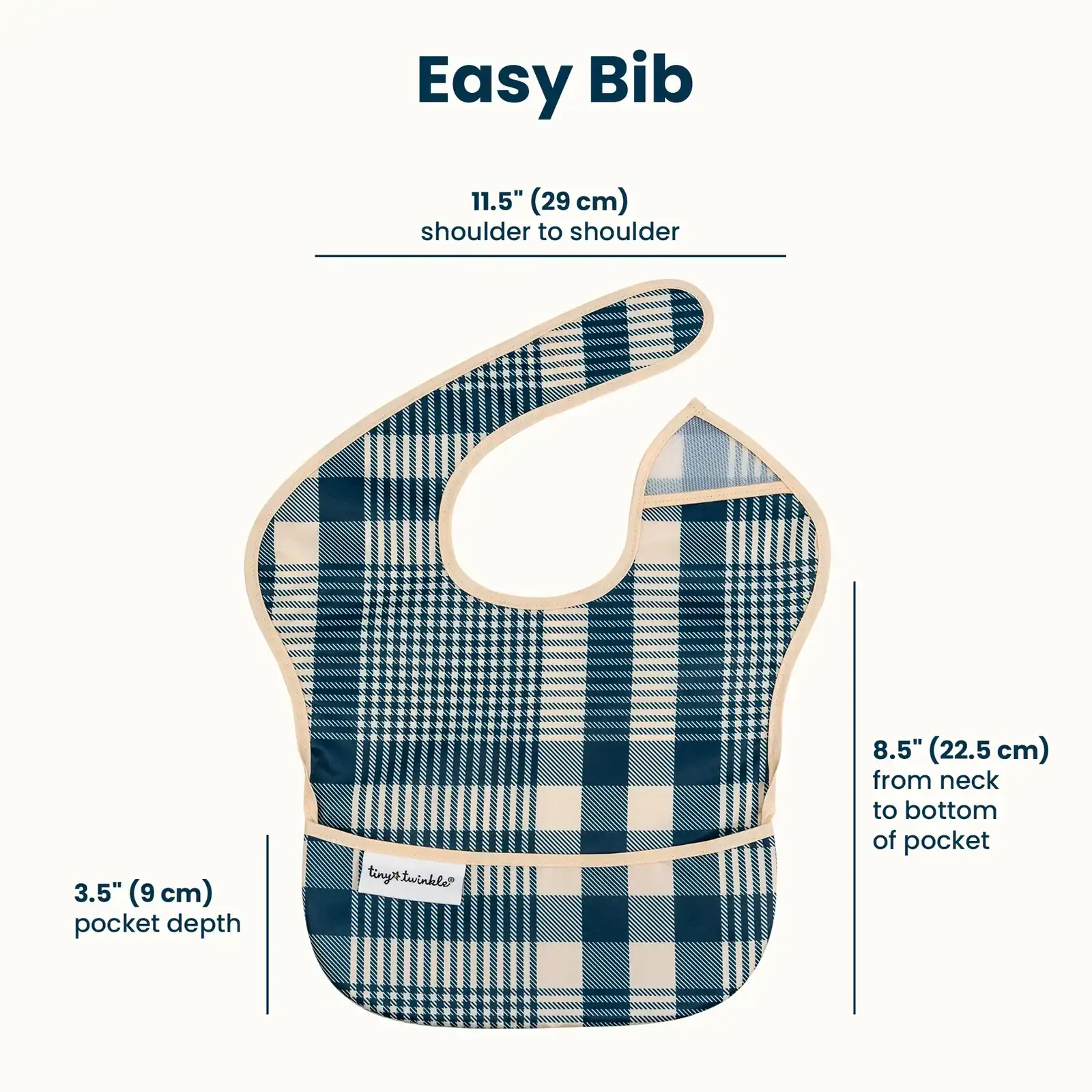 Personalized Waterproof Bib Set of 3 - Blue Plaid - Image 4
