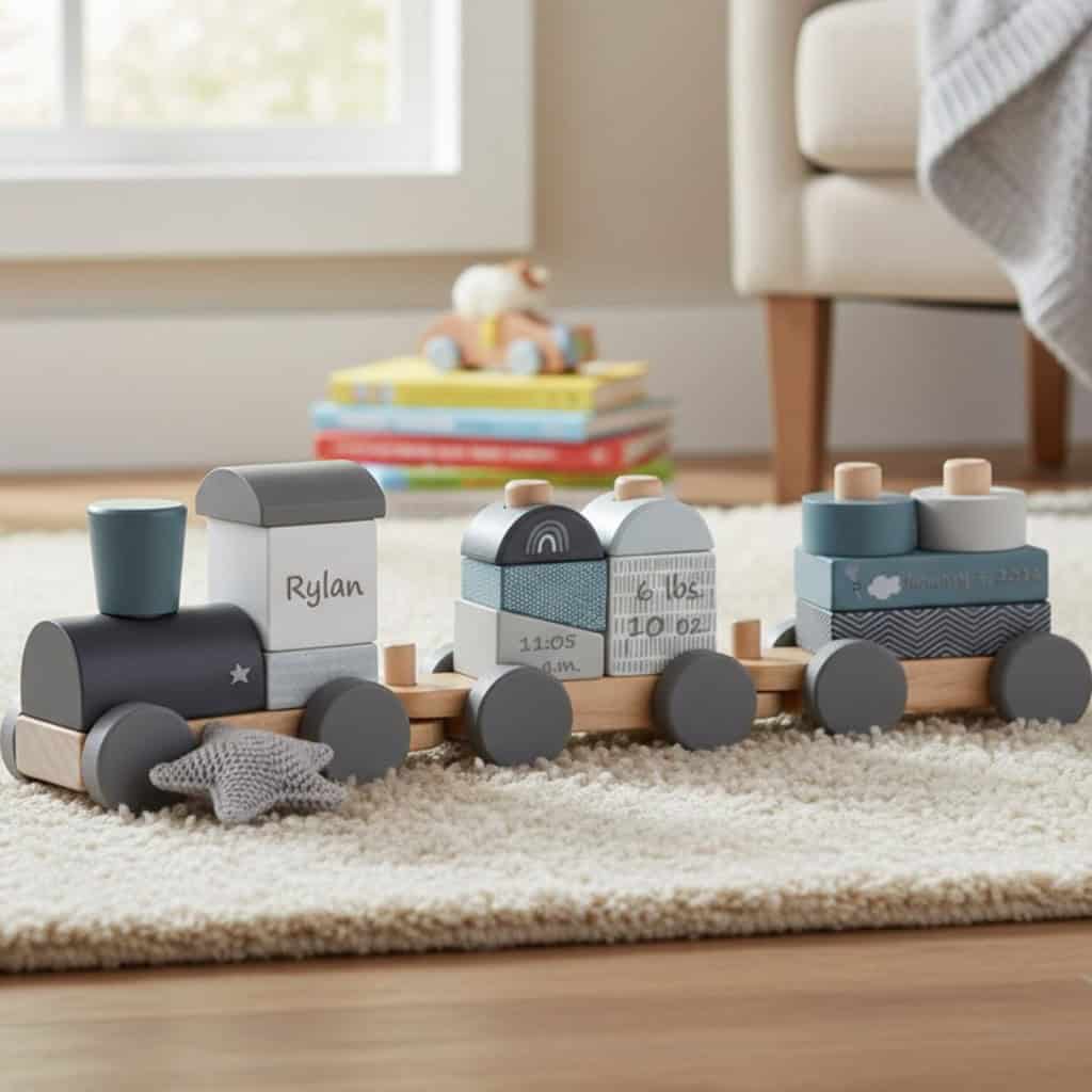 Personalized Blue Stacking Train - Image 6