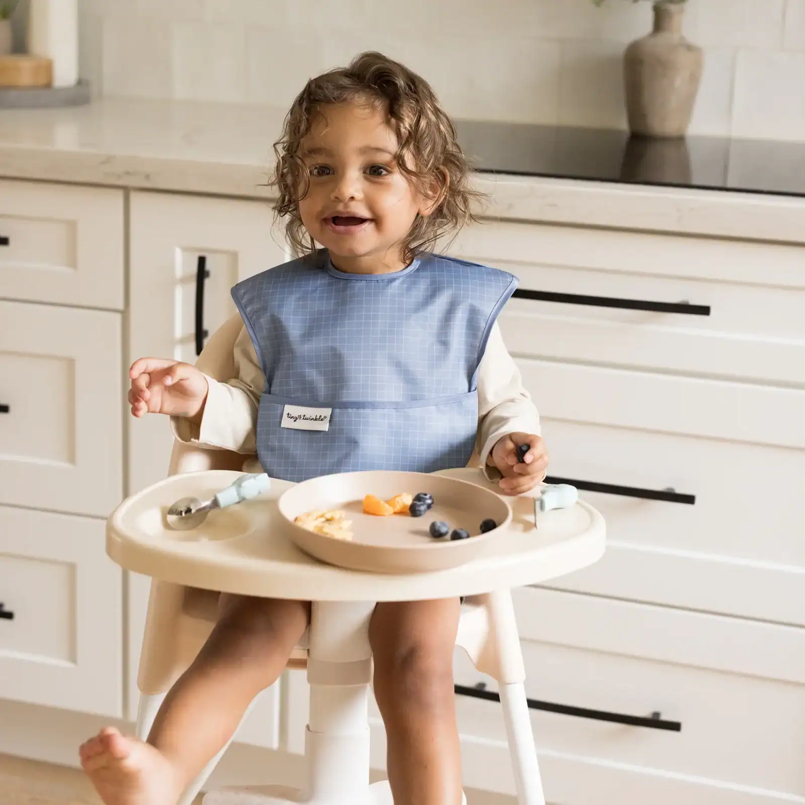 Personalized Waterproof Bib Set of 3 - Blue Plaid - Image 7