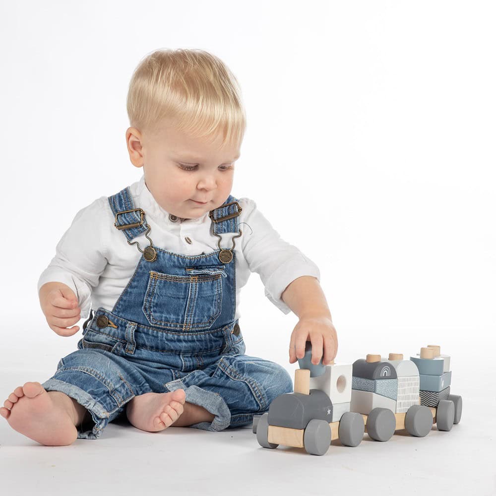 Personalized Blue Stacking Train - Image 4