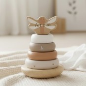 Personalized Nougat Wooden Stacking Rings