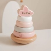 Personalized Pink Wooden Stacking Rings