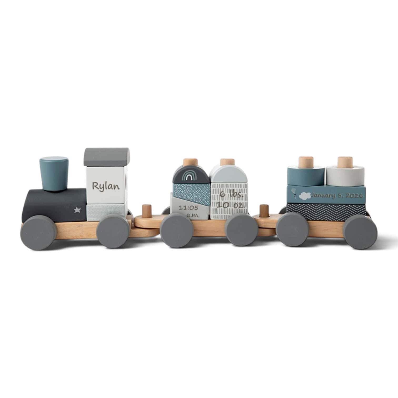 Personalized Blue Stacking Train - Image 2